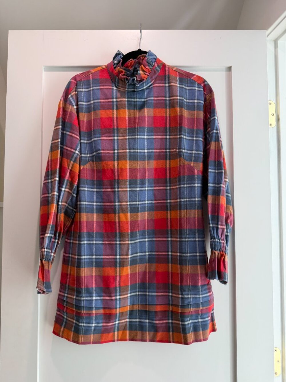 Something Navy Mock Neck Plaid Dress — Orange Combo, Size XS, NWT - Picture 3 of 5